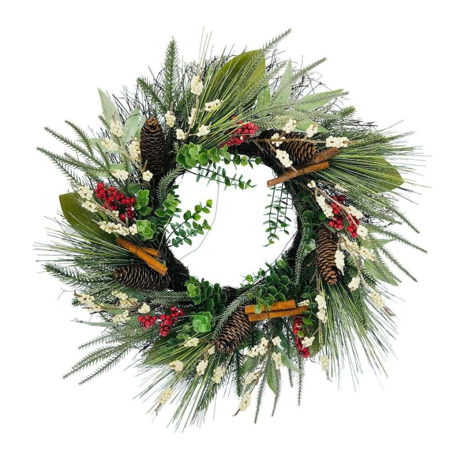 Christmas Cottage * | Best Pirce 23 Berry & Cinnamon Stick Wreath By Ashland