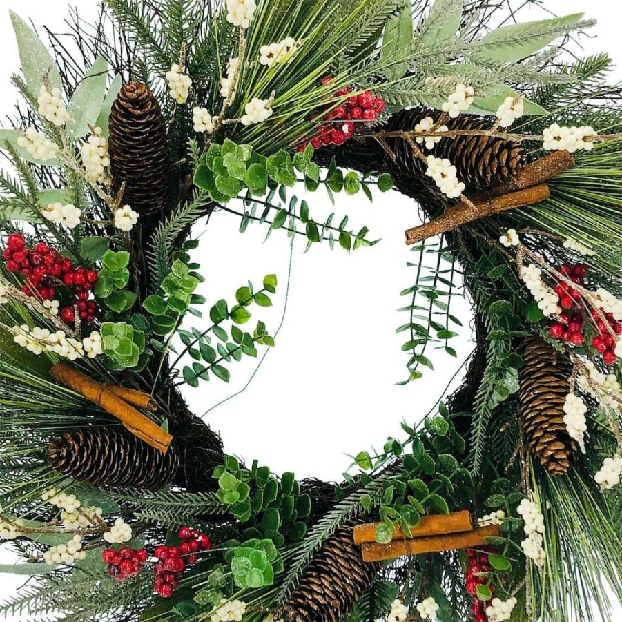 Christmas Cottage * | Best Pirce 23 Berry & Cinnamon Stick Wreath By Ashland