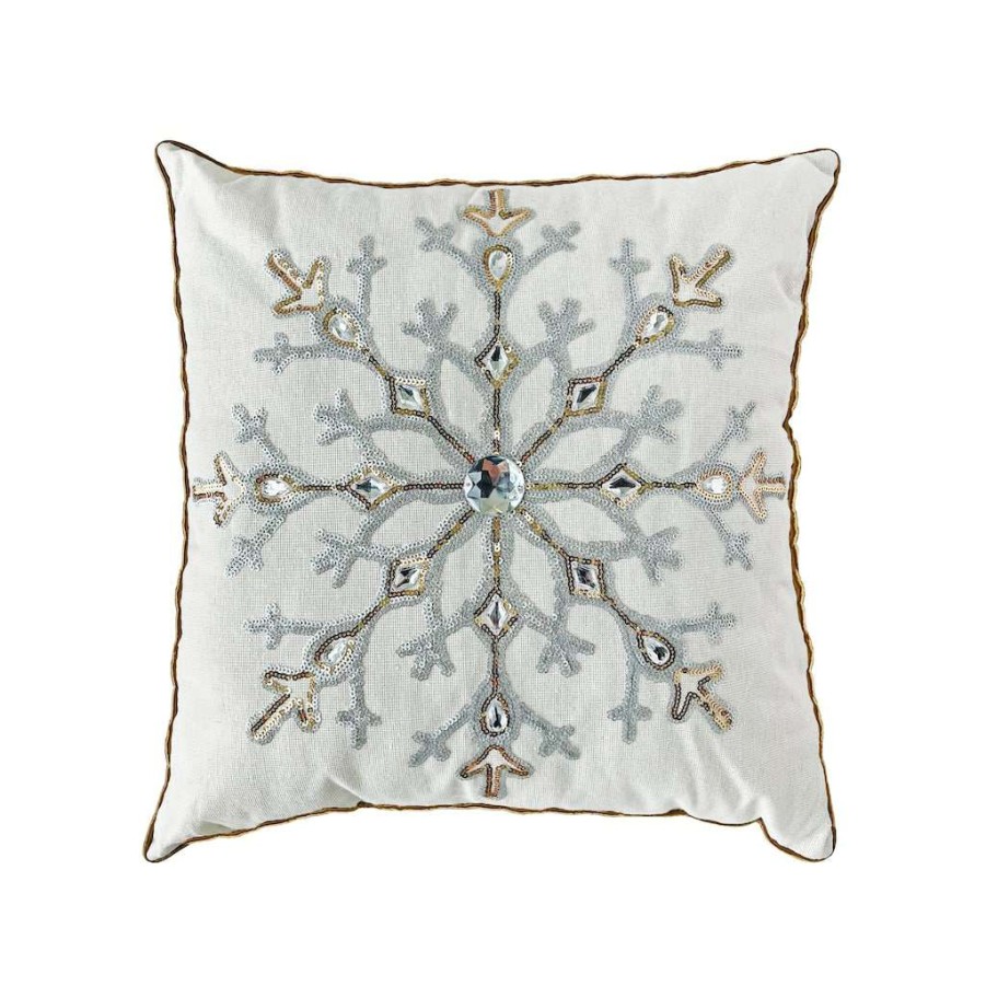 Holiday Romance * | Best Sale Beaded Snowflake Throw Pillow By Ashland