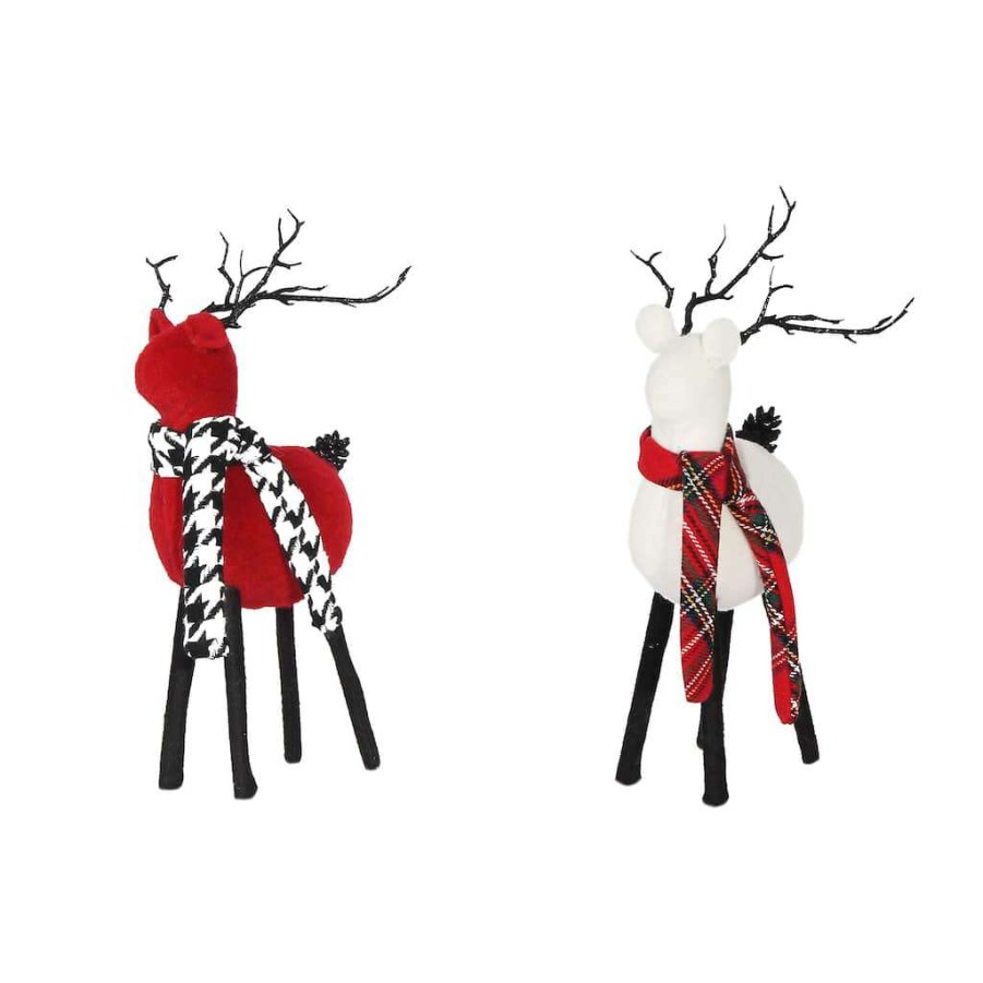 Mistletoe * | Outlet Assorted 11 Deer With Scarf Tabletop Accent By Ashland