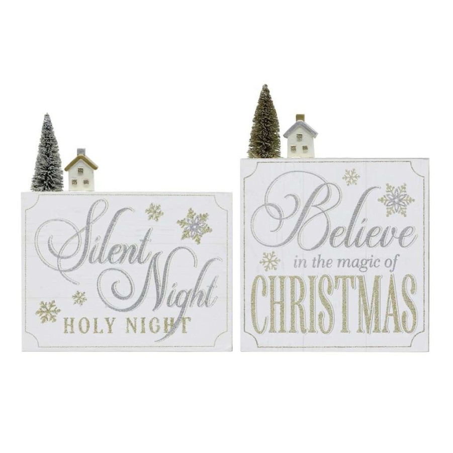 Holiday Romance * | Best Pirce Assorted 10 Christmas Sentiment Block Sign By Ashland