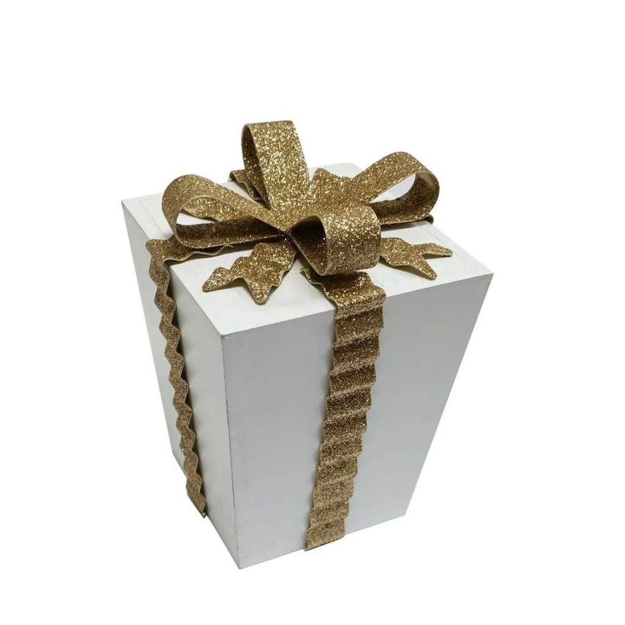 Holiday Romance * | Best Pirce 6.1 White Gift Box Tabletop Decoration By Ashland