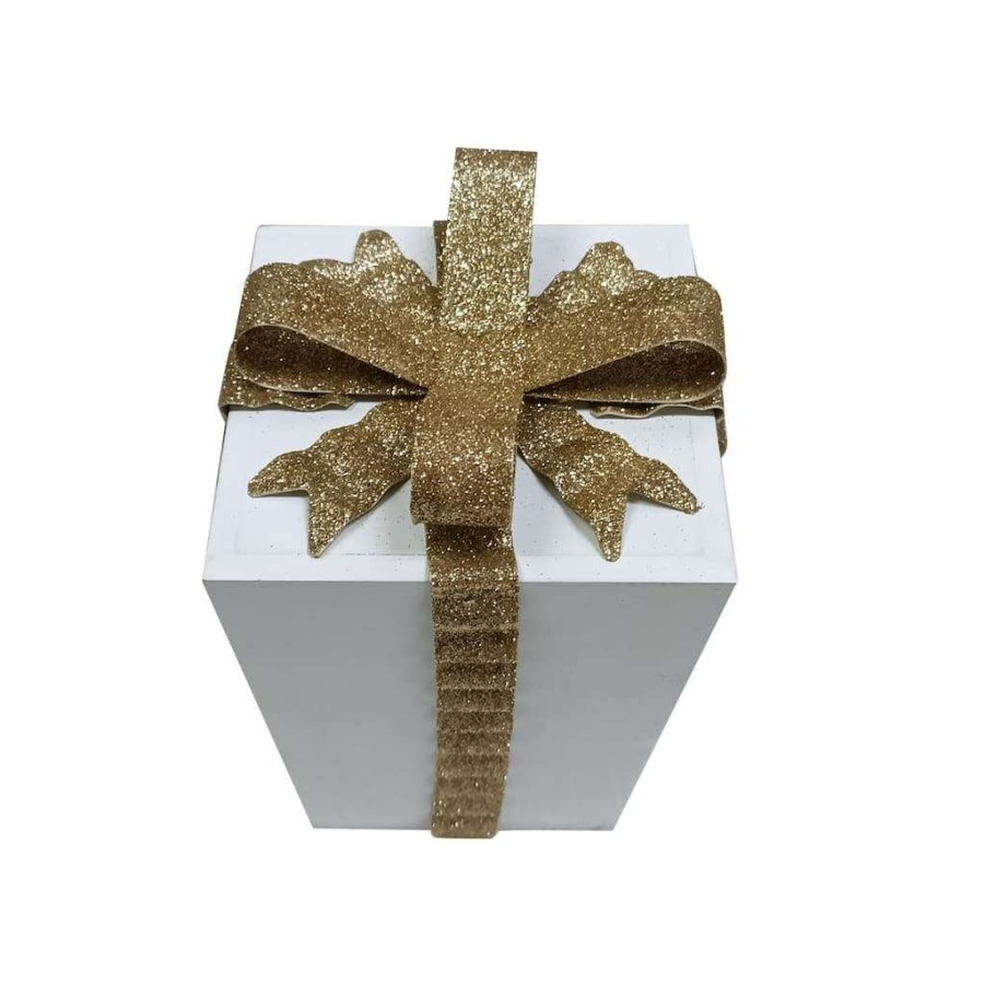 Holiday Romance * | Best Pirce 6.1 White Gift Box Tabletop Decoration By Ashland