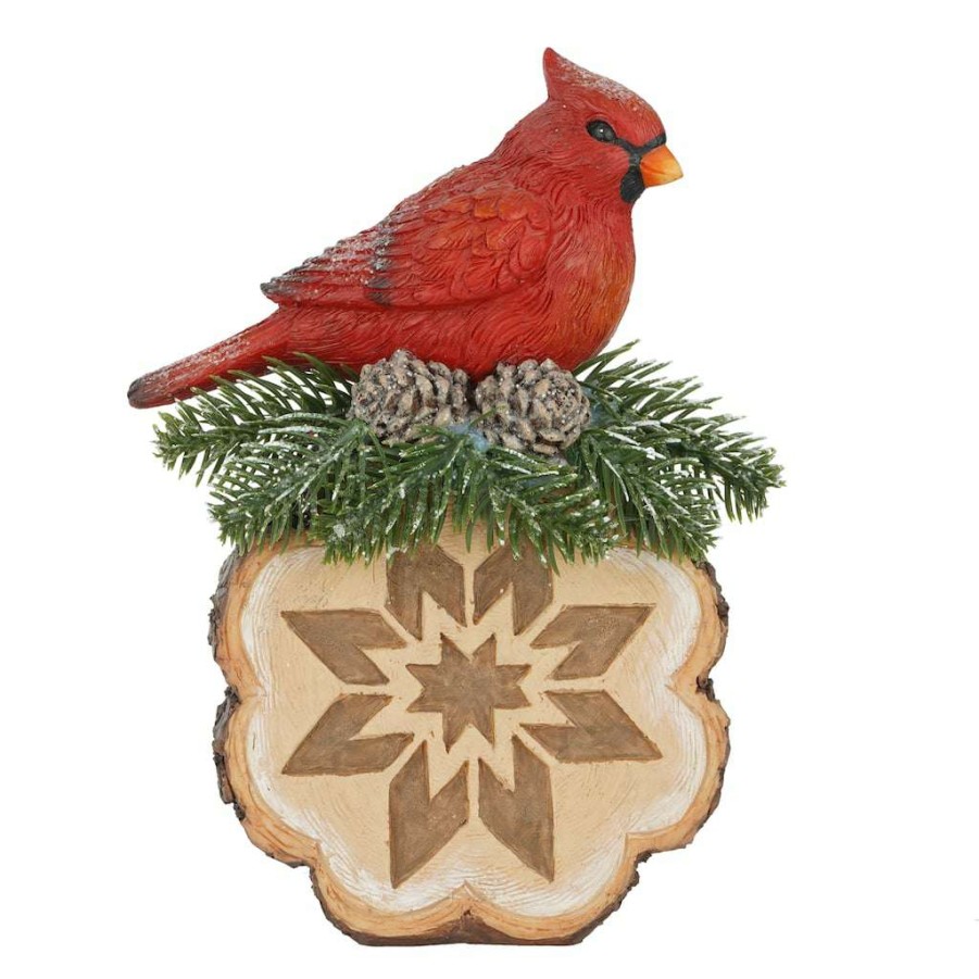 Christmas Cottage * | Discount 7.5 Cardinal On Stump Tabletop Accent By Ashland