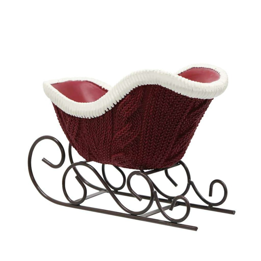 Christmas Cottage * | Promo 9.5 Red Tabletop Sleigh By Ashland