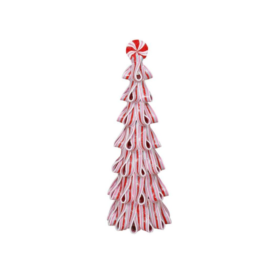 North Pole Journey * | Best Deal 13 Candy Striped Tabletop Clay Christmas Tree By Ashland