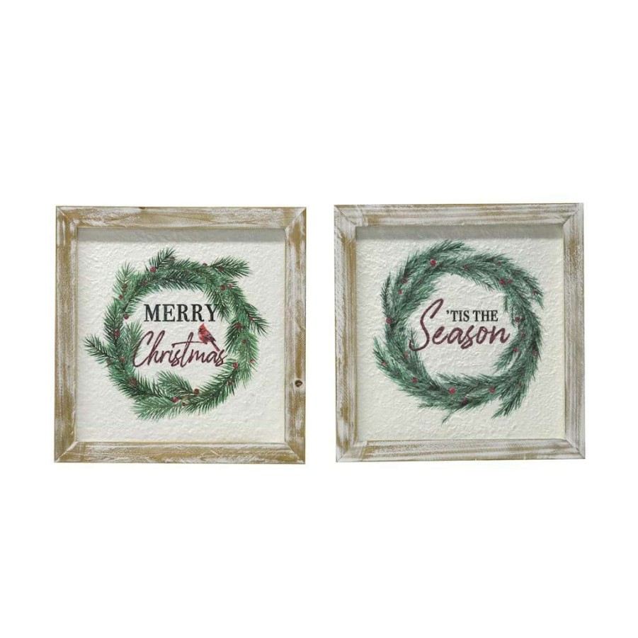 Christmas Cottage * | Coupon Assorted Wreath Wall Art By Ashland