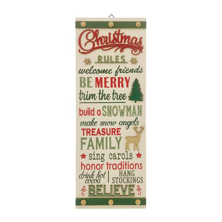 Christmas Cottage * | Wholesale Christmas Rules Wall Sign By Ashland