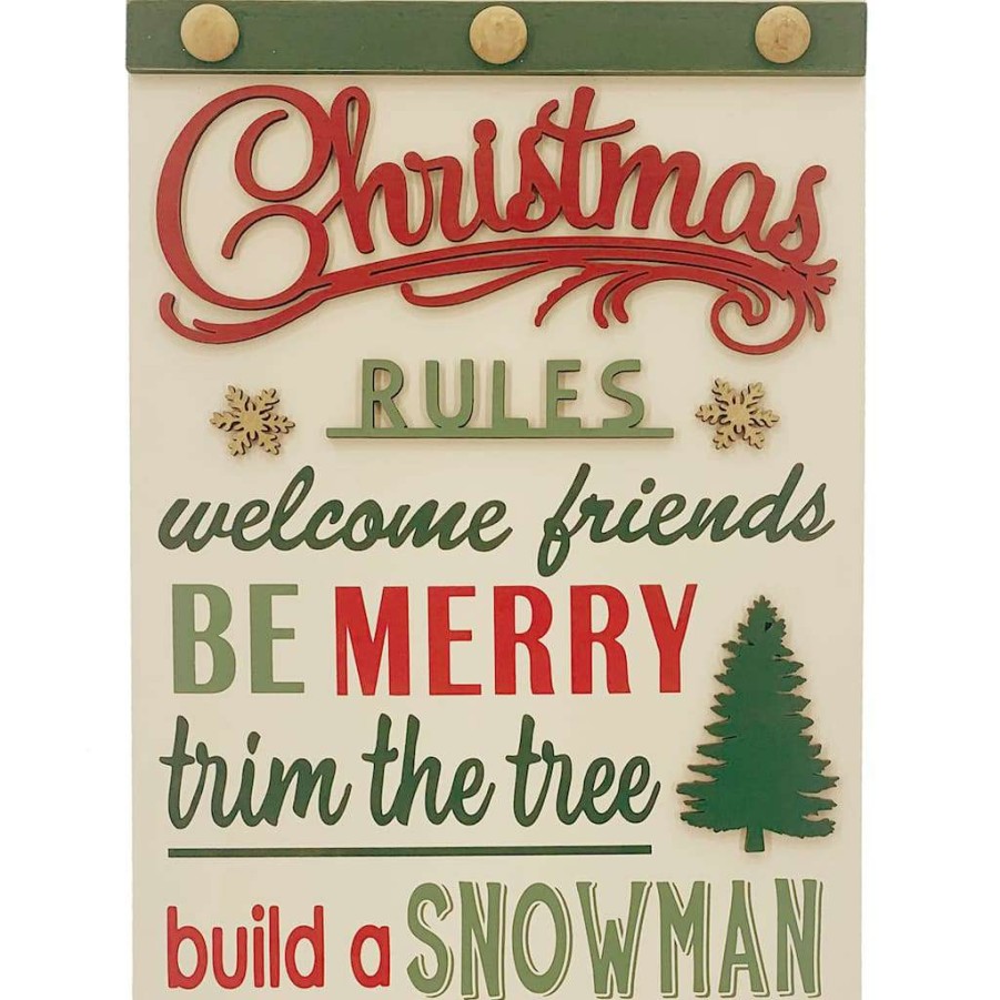 Christmas Cottage * | Wholesale Christmas Rules Wall Sign By Ashland