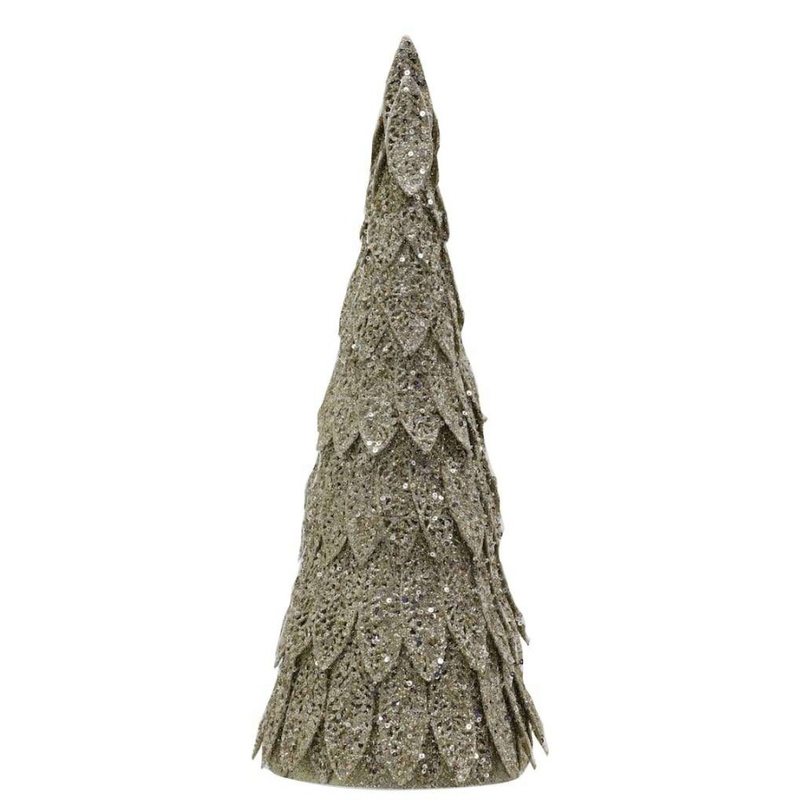 Holiday Romance * | Best Deal 17 Sequined Gold Twist Cone Tabletop Tree By Ashland