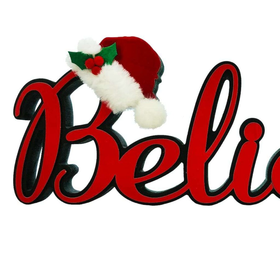 Mistletoe * | Best Deal 17" Believe With Christmas Hat Tabletop Decor By Ashland