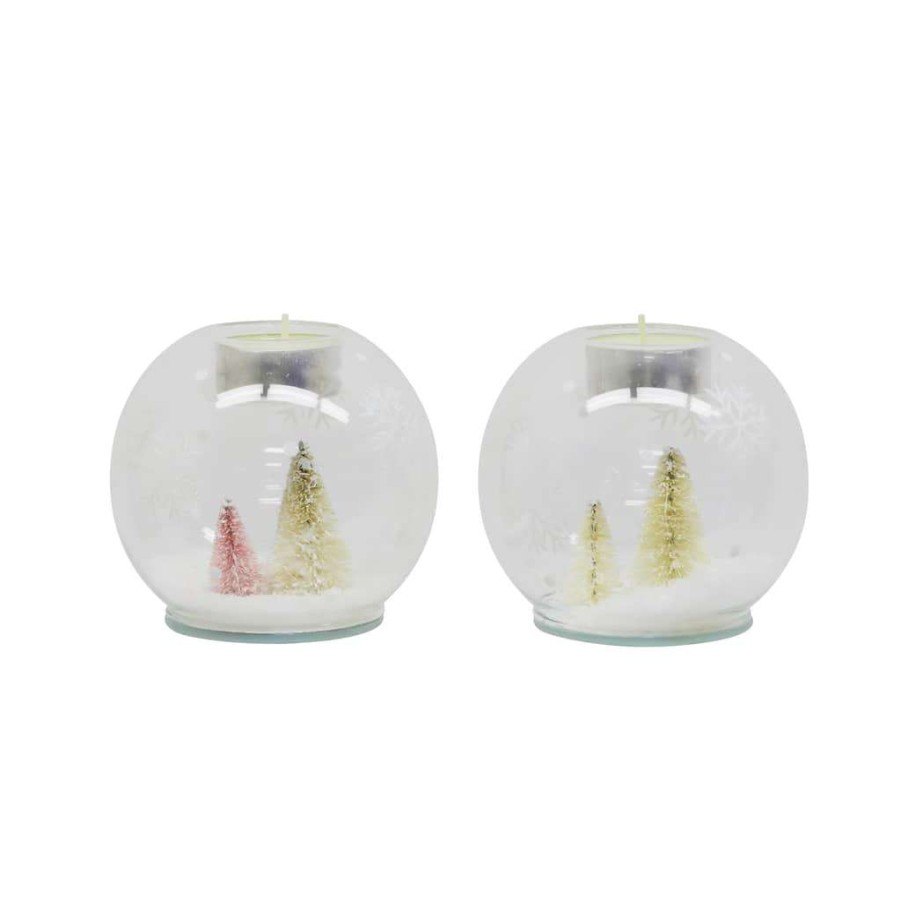 Holiday Romance * | Best Pirce Assorted 4 Christmas Tree Globe Candle Holder By Ashland