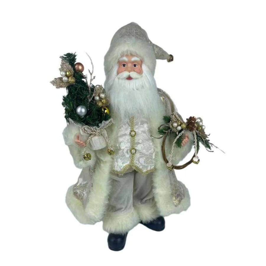 Holiday Romance * | Best Deal 18 Santa In Ivory Robes Tabletop Accent By Ashland