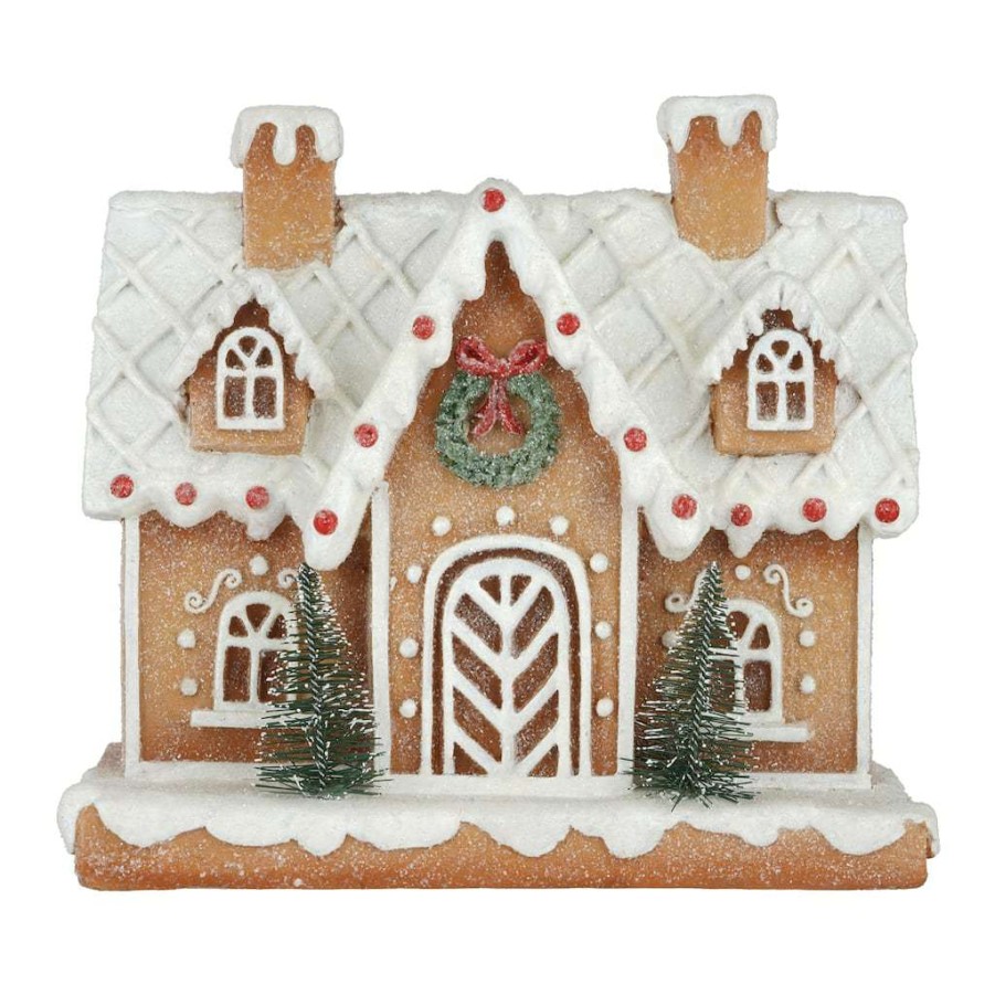 Christmas Cottage * | Flash Sale 8 Snowy Tabletop Gingerbread House By Ashland