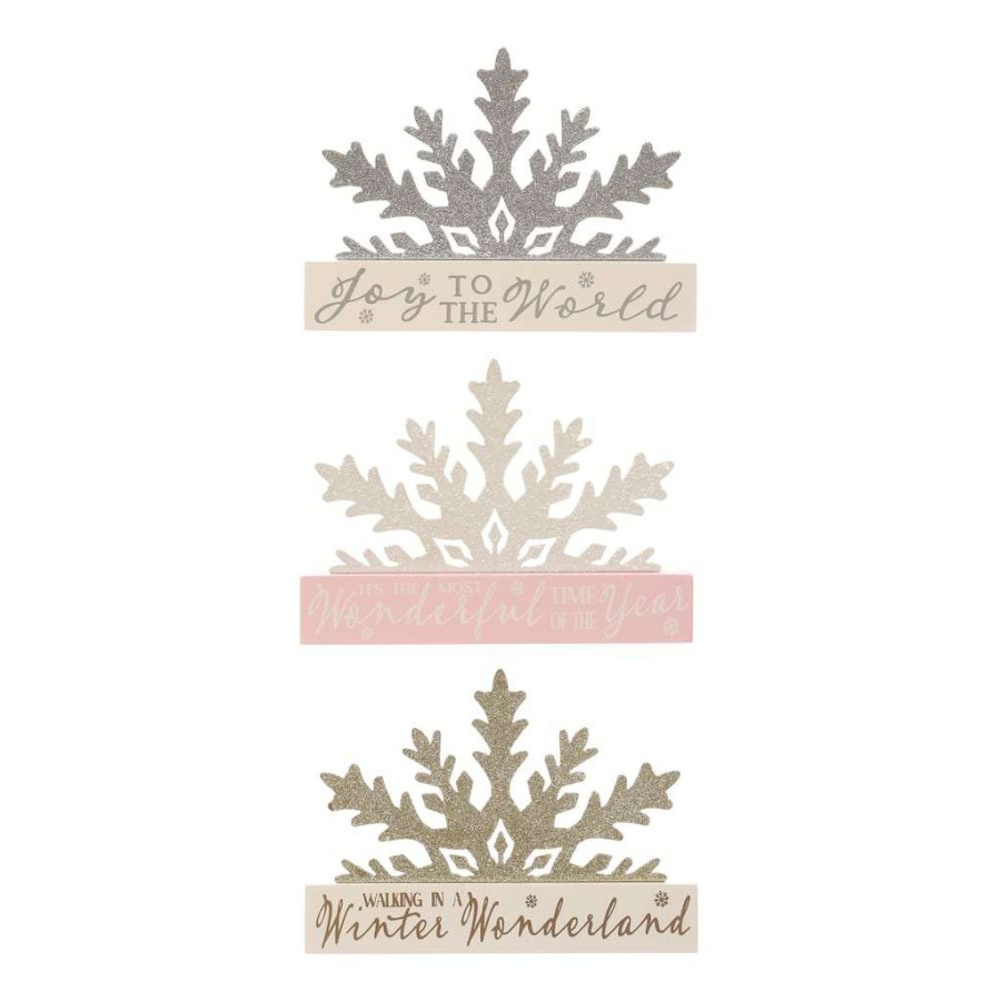 Holiday Romance * | Buy Assorted Snowflake Long Tabletop Sign By Ashland