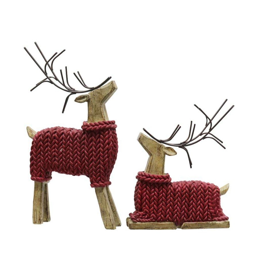 Christmas Cottage * | Discount Assorted 11.5 Tabletop Deer With Sweater By Ashland