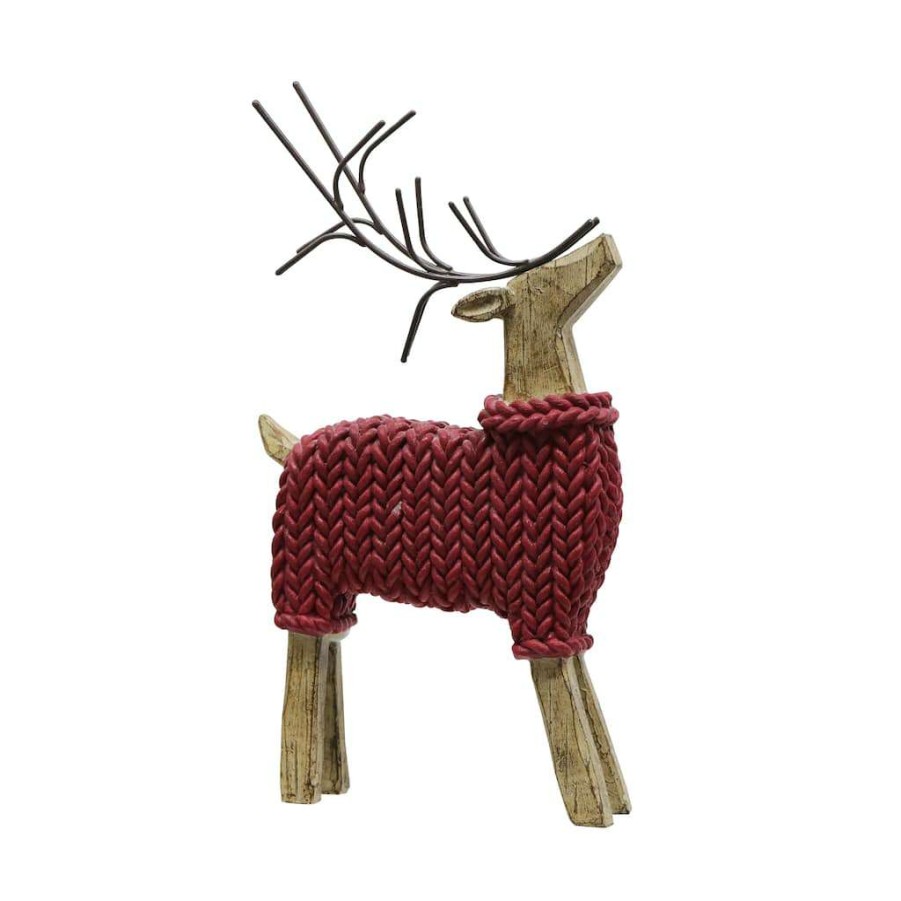 Christmas Cottage * | Discount Assorted 11.5 Tabletop Deer With Sweater By Ashland