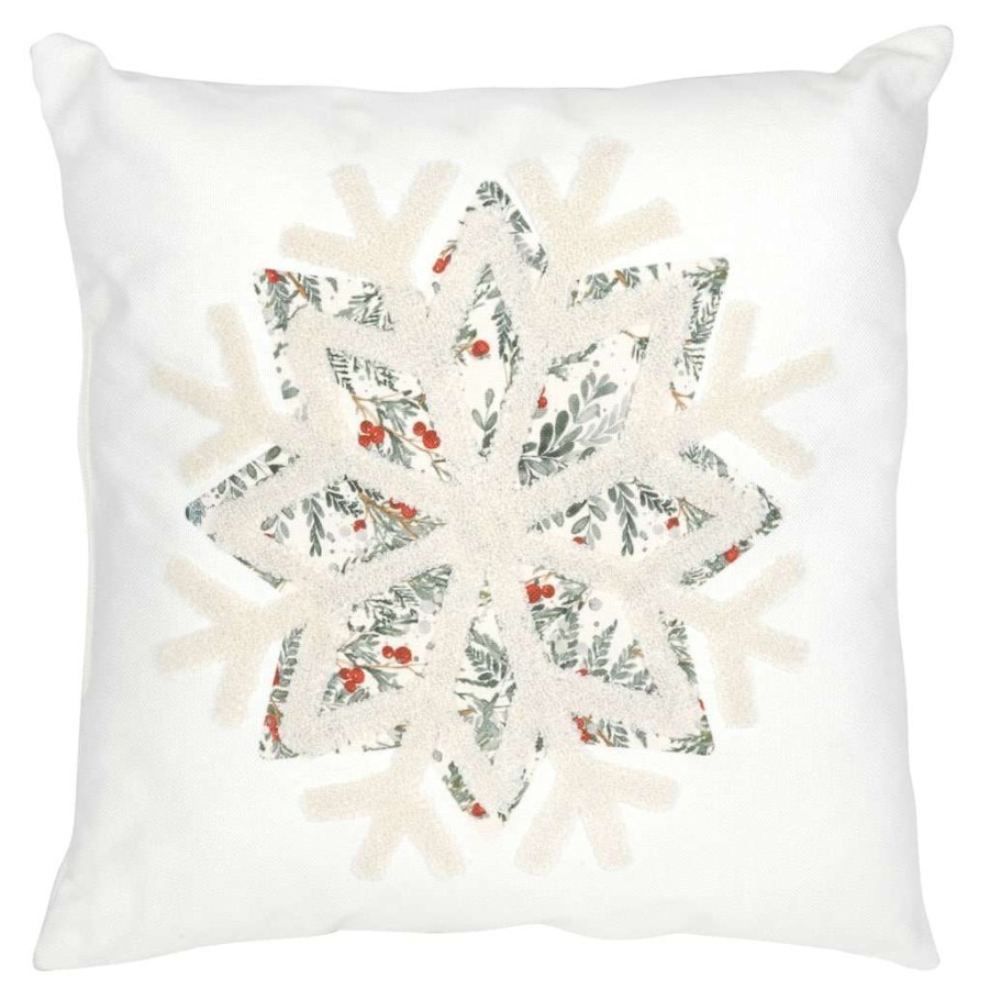 Christmas Cottage * | Cheap Snowflake Pillow By Ashland