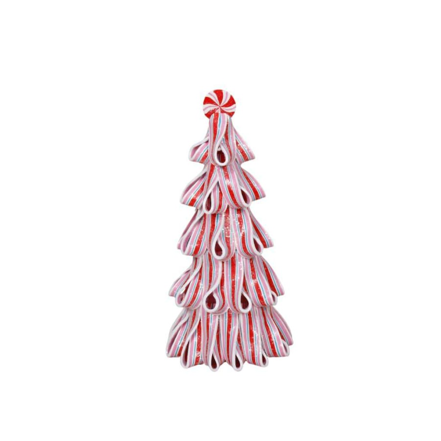 North Pole Journey * | Top 10 9 Candy Striped Tabletop Clay Christmas Tree By Ashland