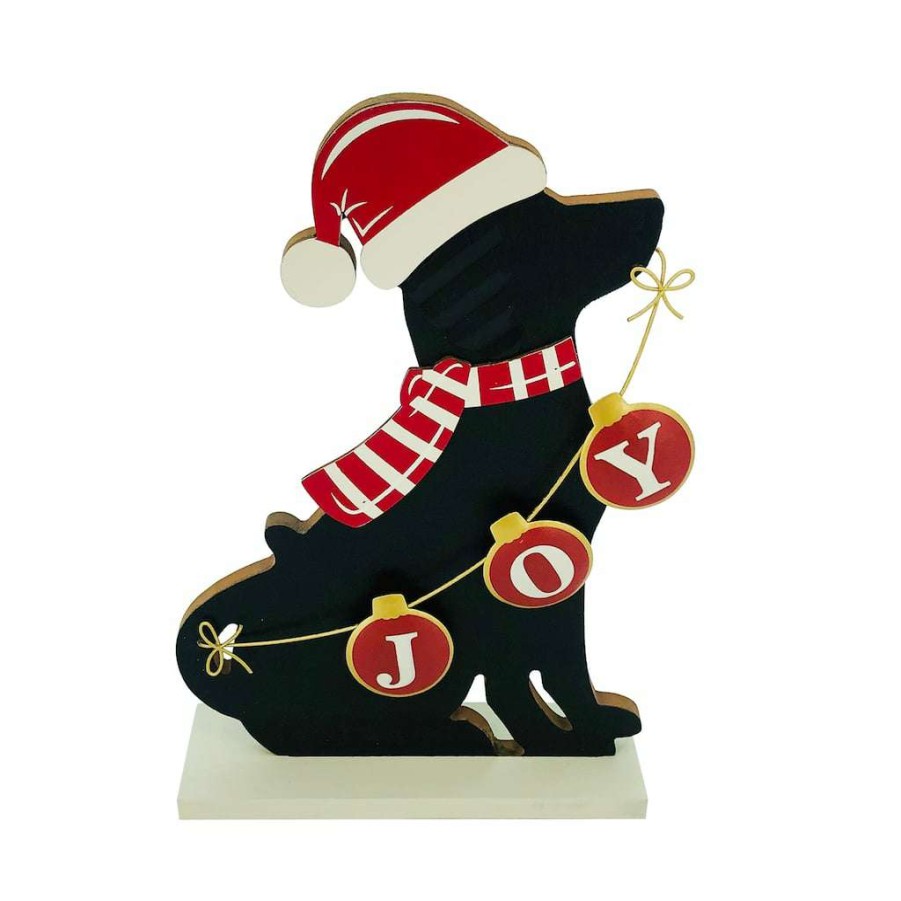 Mistletoe * | Best Deal 10" Christmas Dog With Joy Tabletop Decor By Ashland