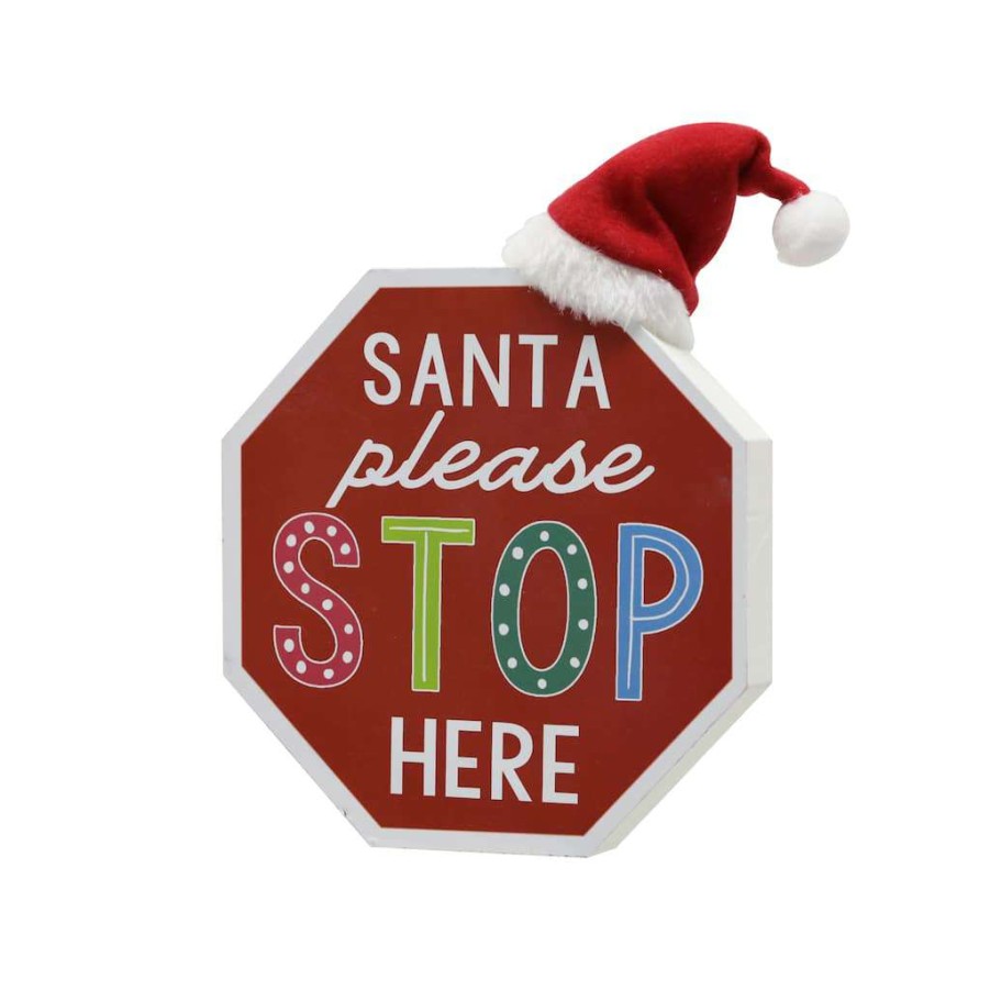 North Pole Journey * | Coupon 8.5 Santa Stop Here Tabletop Sign By Ashland