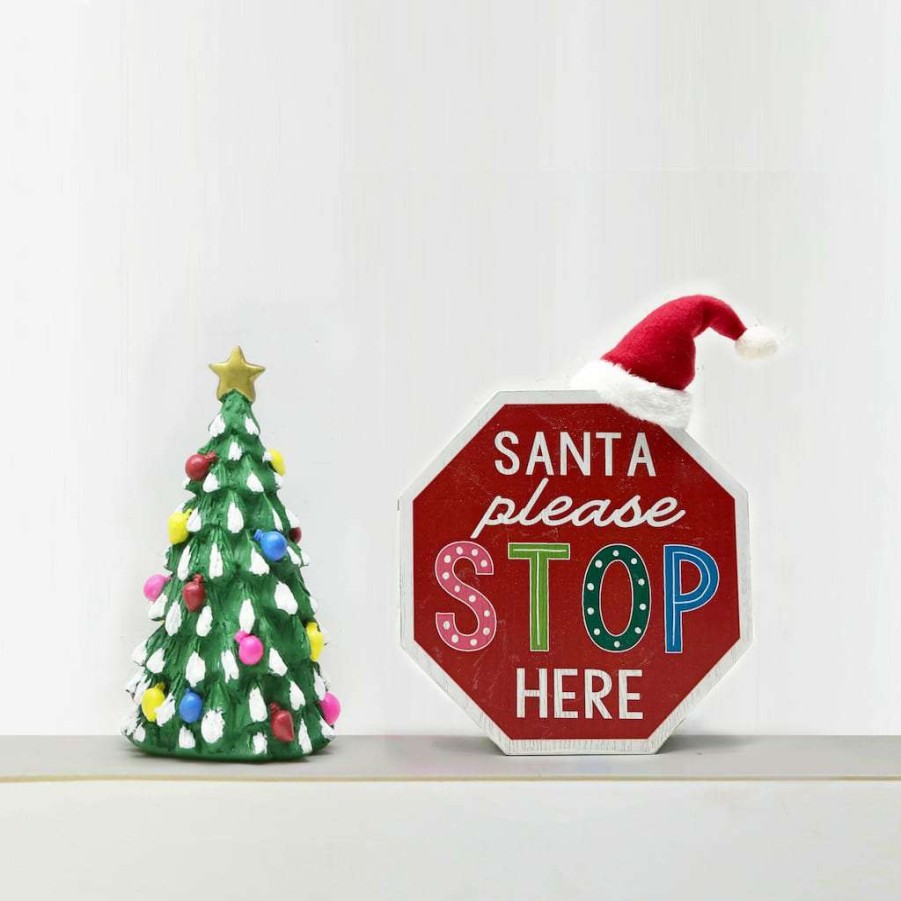 North Pole Journey * | Coupon 8.5 Santa Stop Here Tabletop Sign By Ashland