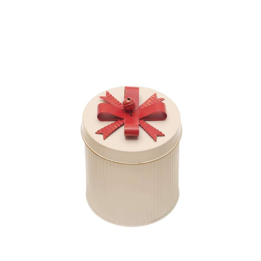 Mistletoe * | Coupon 7 White Metal Gift Box With Bow By Ashland