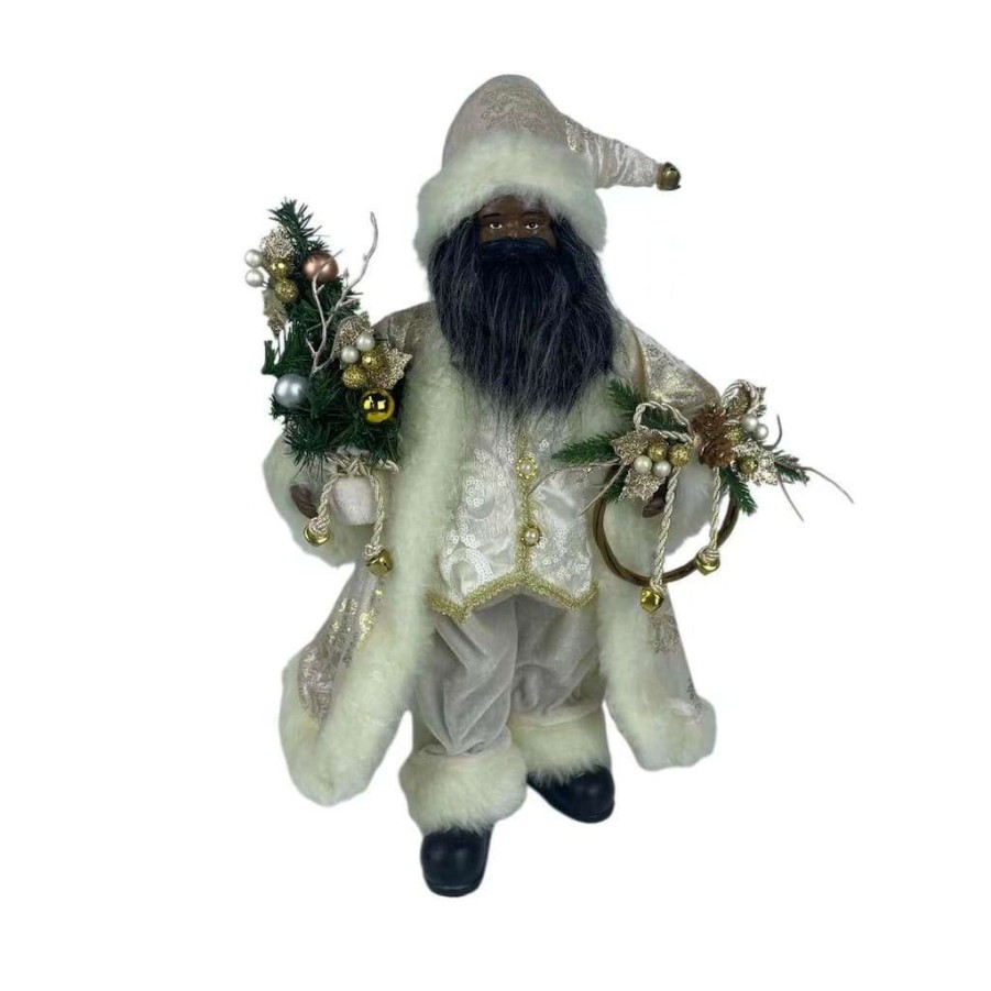 Holiday Romance * | Best Sale 18 Santa In Ivory Robes Tabletop Accent By Ashland