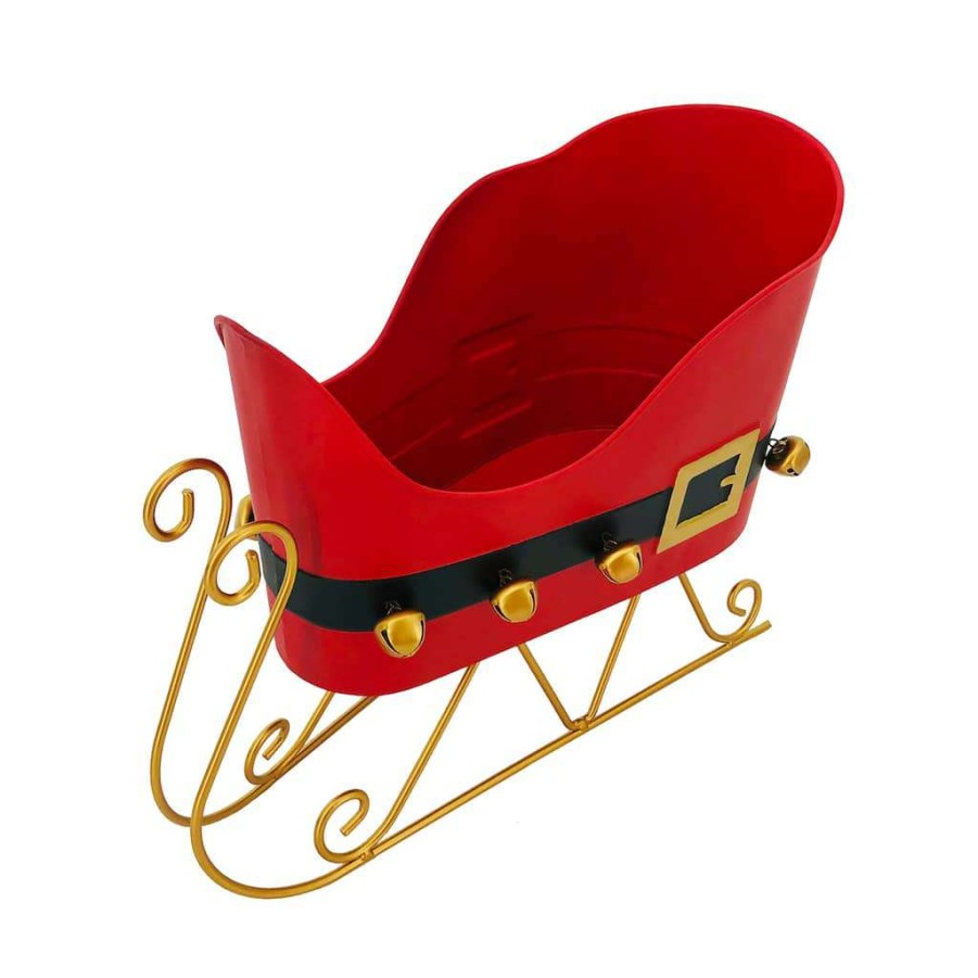 Mistletoe * | Outlet 12.75" Sleigh With Santa Belt Tabletop Decor By Ashland