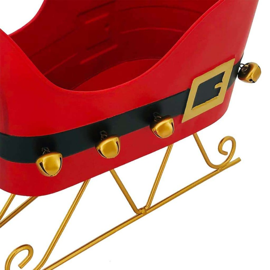 Mistletoe * | Outlet 12.75" Sleigh With Santa Belt Tabletop Decor By Ashland