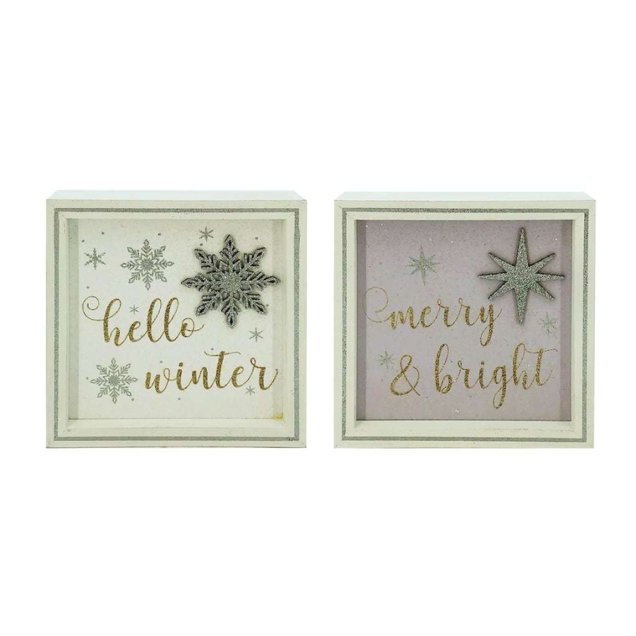 Holiday Romance * | Best Reviews Of Assorted 6 Christmas Sentiment Tabletop Block By Ashland