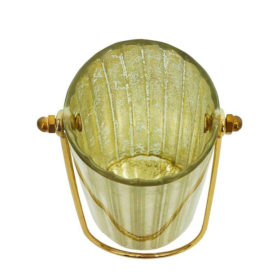 Holiday Romance * | Deals 5 Gold Glass Candle Holder By Ashland