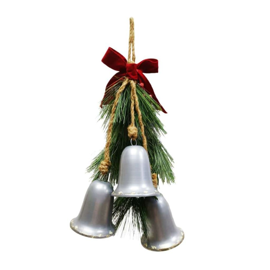 Christmas Cottage * | Hot Sale 28 Silver Bells Wall Hanger By Ashland