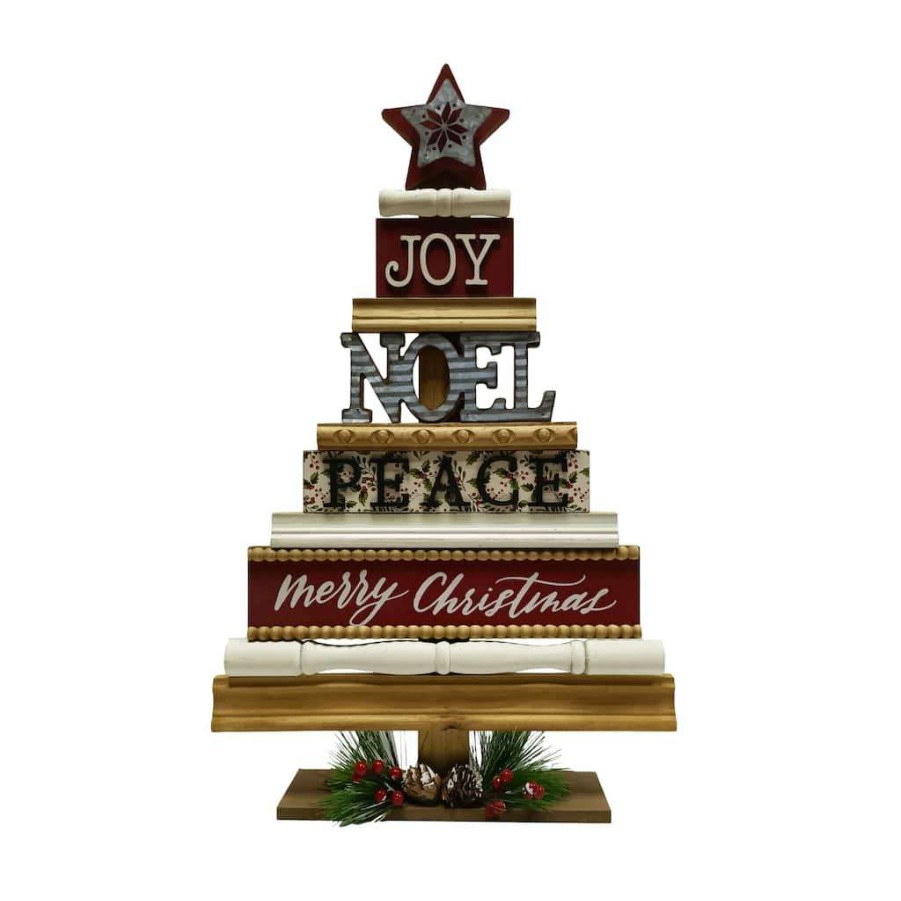 Christmas Cottage * | Brand New 22 Christmas Sentiment Tabletop Tree By Ashland