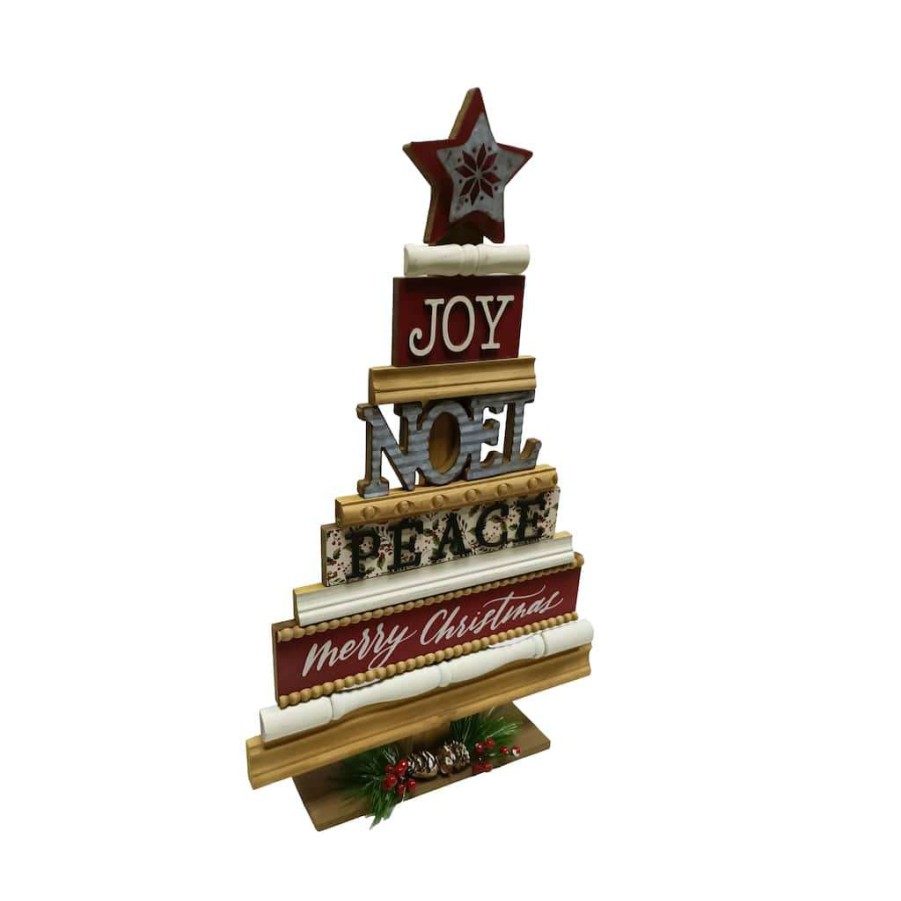 Christmas Cottage * | Brand New 22 Christmas Sentiment Tabletop Tree By Ashland