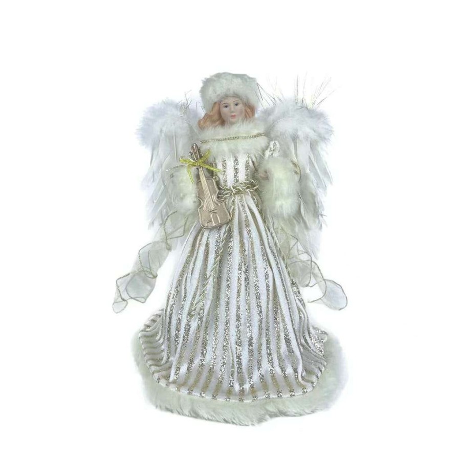 Holiday Romance * | Deals 16 Angel In Silver & White Striped Robes By Ashland