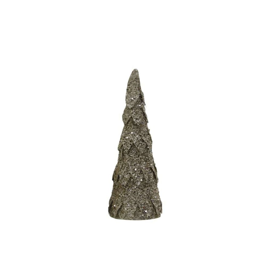 Holiday Romance * | New 11.5 Sequined Gold Twist Cone Tabletop Tree By Ashland