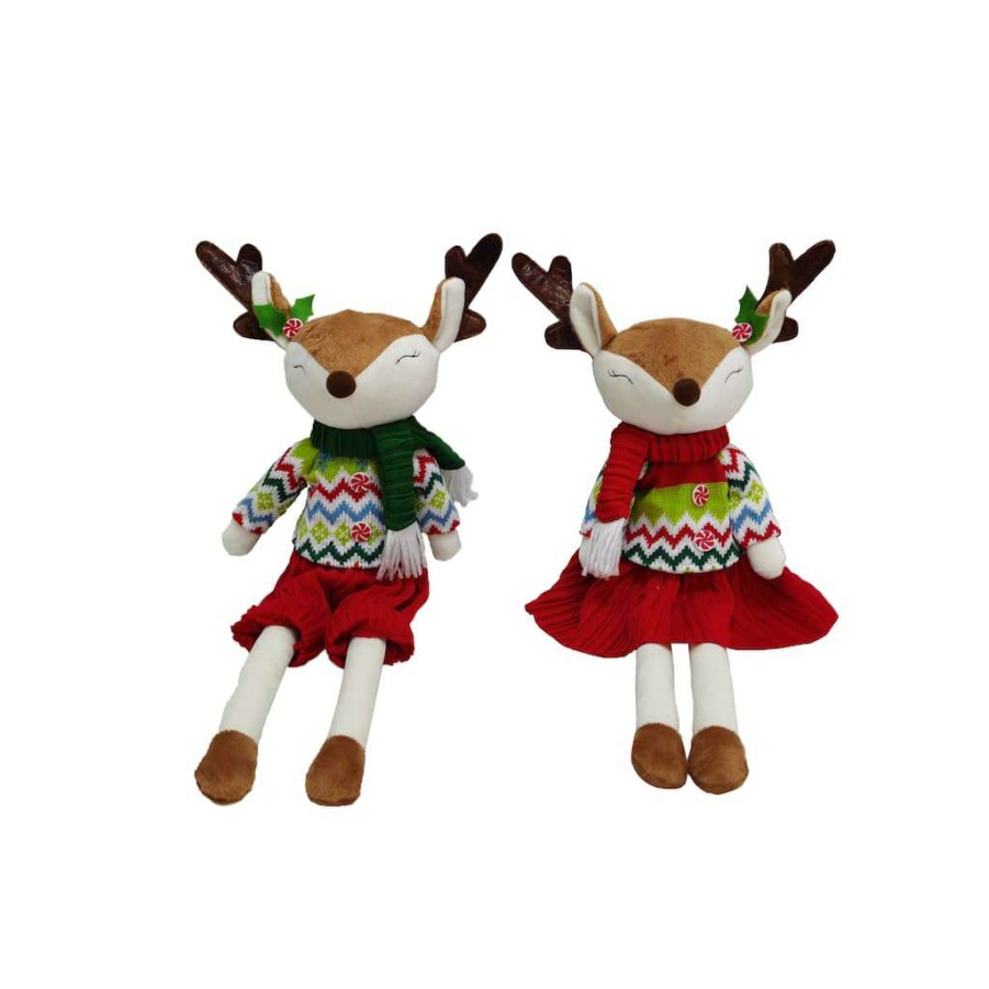 North Pole Journey * | Wholesale Assorted 11.5 Fabric Reindeer Decoration By Ashland