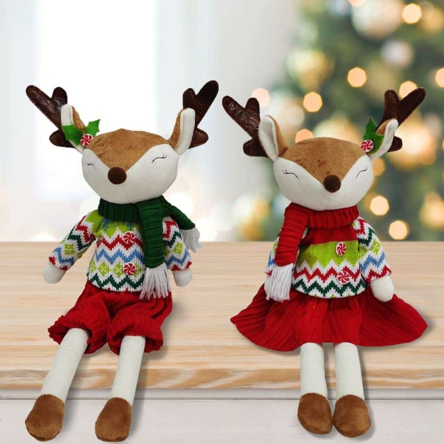 North Pole Journey * | Wholesale Assorted 11.5 Fabric Reindeer Decoration By Ashland