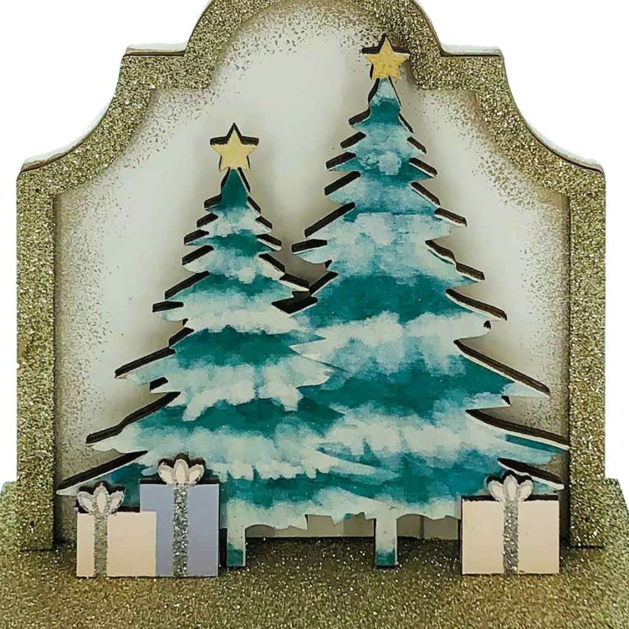 Holiday Romance * | Outlet 6.5 Christmas Tree With Gifts Tabletop Sign By Ashland