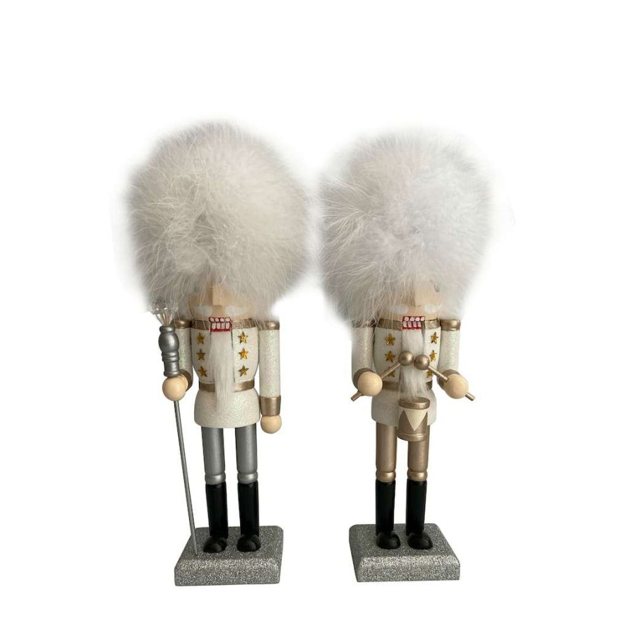 Holiday Romance * | Best Reviews Of Assorted 10 Fluffy Tabletop Nutcracker In Glittery White Uniform By Ashland