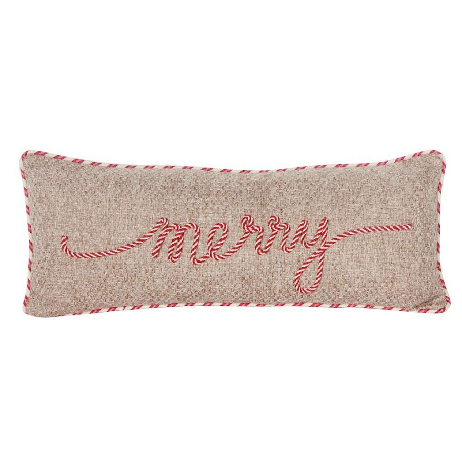 Christmas Cottage * | Top 10 Merry Lumbar Pillow By Ashland