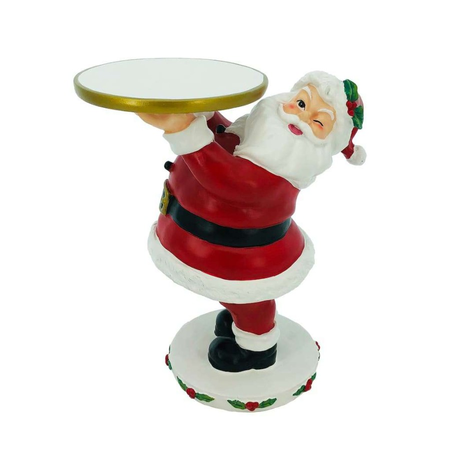 Mistletoe * | Buy 10" Santa With Tray Tabletop Decor By Ashland