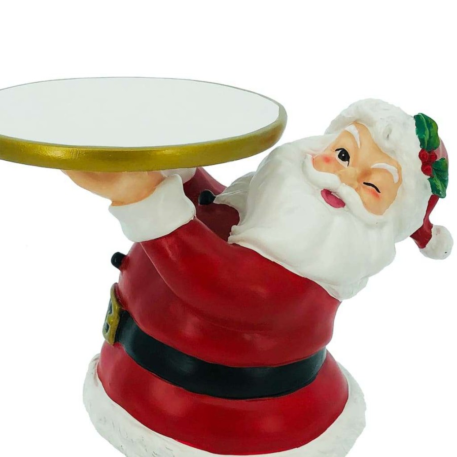 Mistletoe * | Buy 10" Santa With Tray Tabletop Decor By Ashland