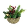 Christmas Cottage * | Wholesale Pine, Pinecone & Bells Basket Arrangement By Ashland