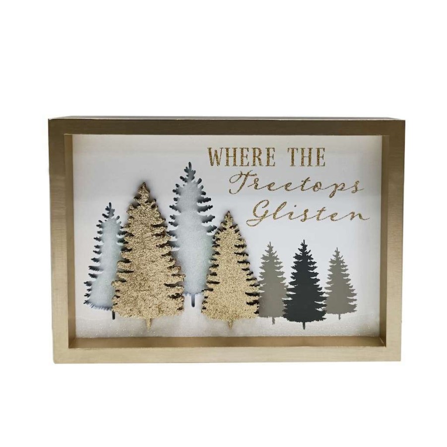 Holiday Romance * | Top 10 Treetops Glisten Tabletop Sign By Ashland