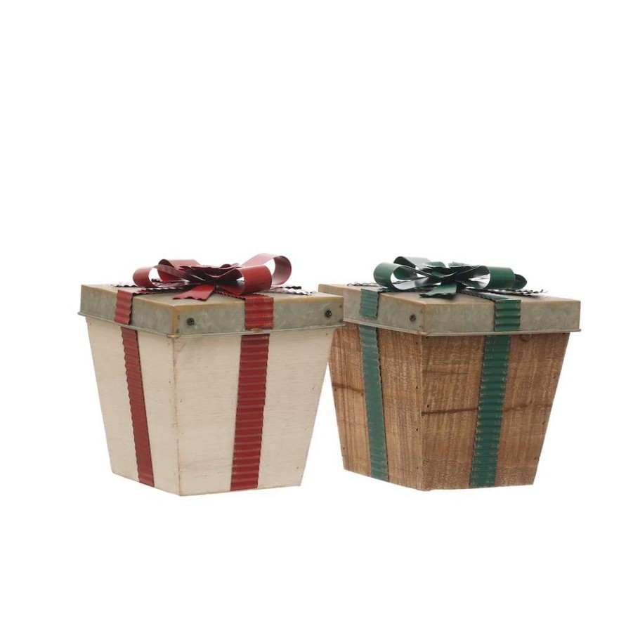 Christmas Cottage * | Buy Assorted 8 Gift Box Tabletop Decor By Ashland