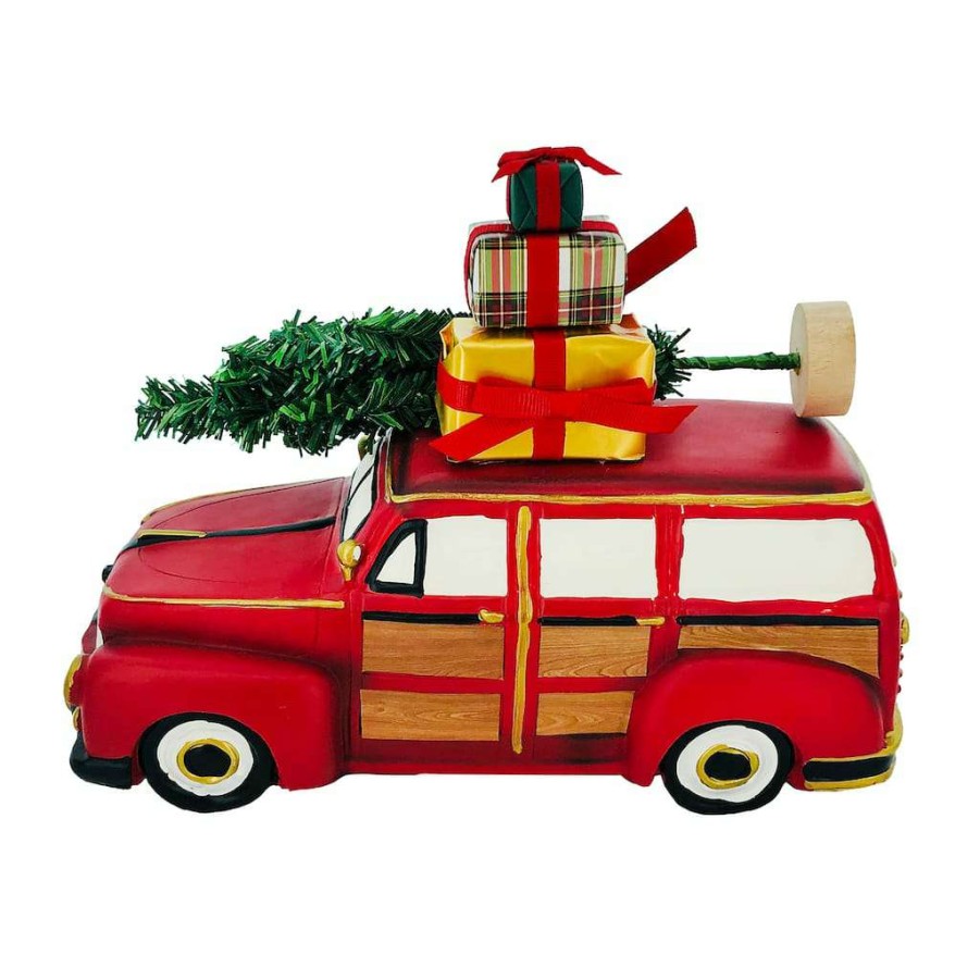 Mistletoe * | Budget 11" Red Car With Christmas Tree Tabletop Decor By Ashland