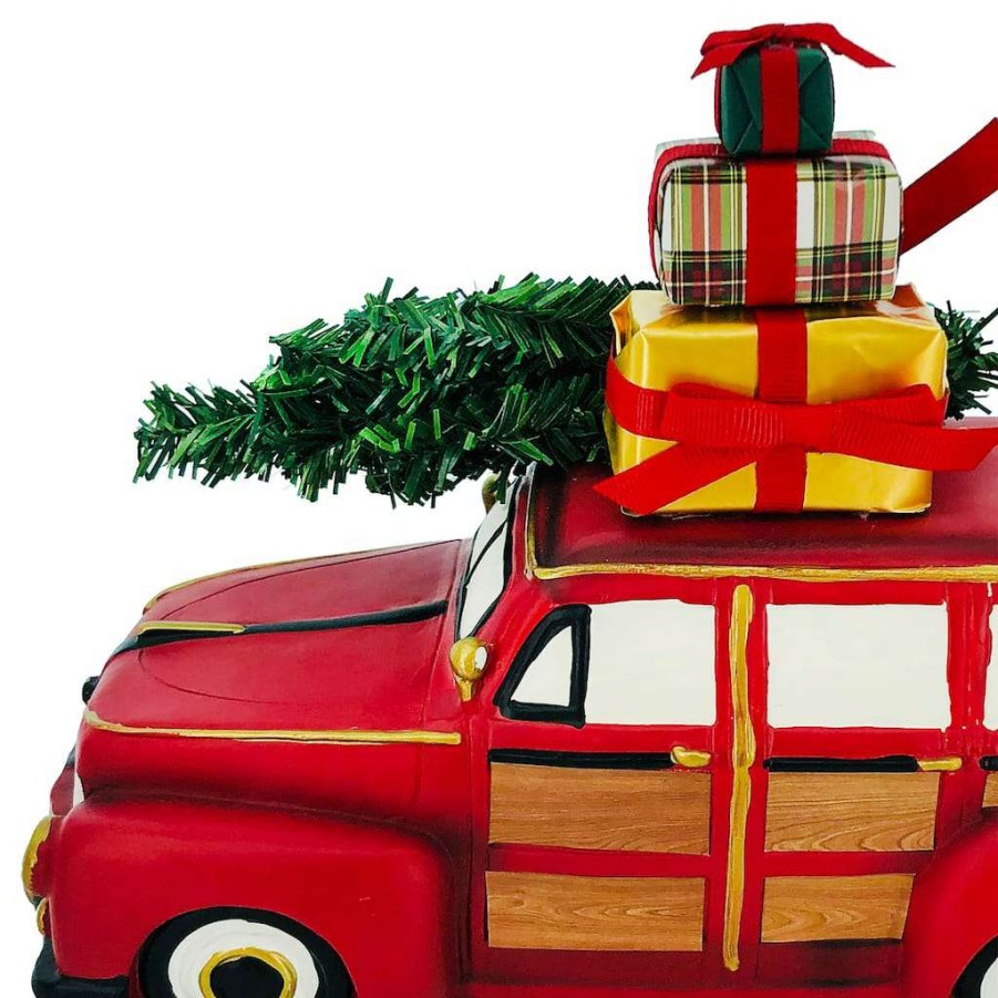 Mistletoe * | Budget 11" Red Car With Christmas Tree Tabletop Decor By Ashland