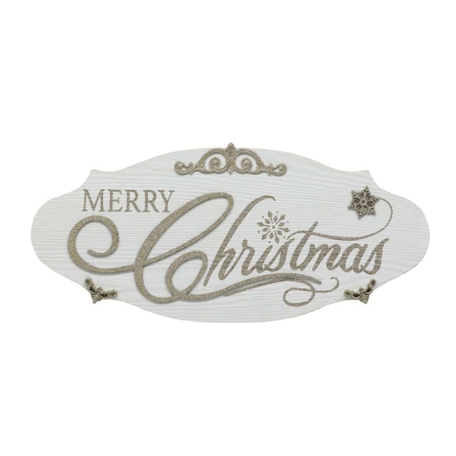 Holiday Romance * | Cheap Long Oval Merry Christmas Wall Sign By Ashland